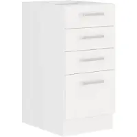 Atlas Meuble bas à 4 tiroirs -Reproduction blanc - L 40 x P 52 x H 82 cm - Plan de travail non inclus