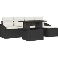 vidaXL Ensemble de canapé de jardin avec coussins 6 pcs noir et crème