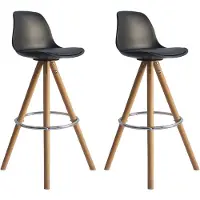Happy Garden Lot de 2 tabourets scandinaves TOBIAS noirs avec coussin