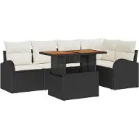vidaXL Ensemble de canapé de jardin avec coussins 6 pcs noir et crème
