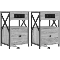 vidaXL Cabinet de chevet avec tiroir 2 pcs Sonoma gris 40 x 31 x 60 cm