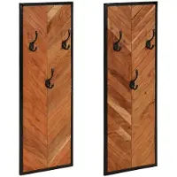vidaXL Porte-manteaux 2 pcs 35x1x90 cm bois massif acacia