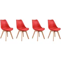 Happy Garden Lot de 4 chaises scandinaves NORA rouge avec coussin