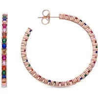 Luxenter Boucles d'oreilles en argent sterling 925 avec zircone multicolore et finition en or rose 18 carats - Vyamba