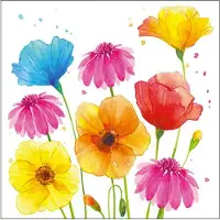 Ambiente 20 SERVIETTES PAPIER FLEURS D'ÉTÉ COLORÉES 33CM