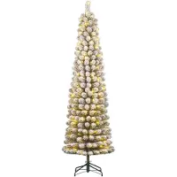 Black Box Trees Charlton Narrow Artificial Christmas Tree with Warm White LED Lights - H215 x Ø56 cm - Green Frosted