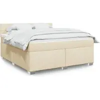 vidaXL Lit boxspring avec matelas Crème 180x200 cm Tissu