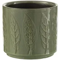 J-Line Cache Pot En Céramique Feuillage Vert