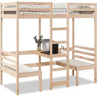 vidaXL Lit surélevé avec bureau & chaises 75x190 cm pin massif