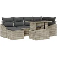 vidaXL Ensemble de canapé de jardin avec coussins 7 pcs gris clair