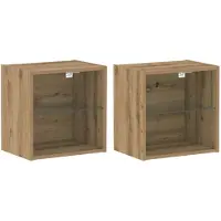 vidaXL Étagère flottante avec lumière LED 2 pcs Marron 40 x 28,5 x 40 cm