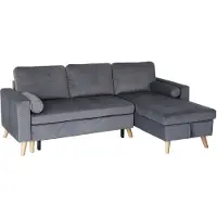 Happy Garden Canapé d'angle convertible JAMES 3 places en velours gris