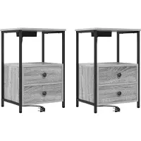 vidaXL Table de nuit avec station de chargement Sonoma gris