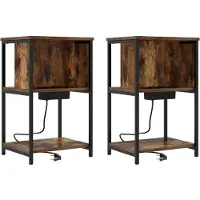 vidaXL Cabinet de chevet 2 pcs Chêne fumé 38 x 31 x 61 cm