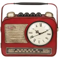 24hShop Boîte à clefs Poste radio avec horloge rouge Vintage