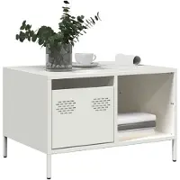 vidaXL Table basse blanche 68,5x50x43,5 cm Acier laminé à froid