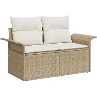 vidaXL Ensemble de canapé de jardin avec coussins avec mémoire 8 pcs Beige Poly Rattan