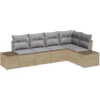 vidaXL Ensemble de canapés de jardin 5 pièces beige en polyrotin