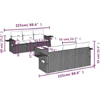 vidaXL Ensemble de salon de jardin 7 pièces avec coussins Beige Poly Rattan