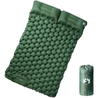 vidaXL Matelas de camping autogonflant avec oreillers 2 personnes vert