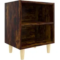 vidaXL Table de chevet avec pieds en bois massif Chêne fumé 40x30x50cm