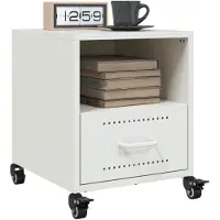 vidaXL Tables de chevet 2 pcs blanc 36x39x43,5 cm acier