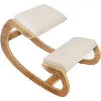Monster Siège ergonomique pour les genoux en bois de chêne, couleur beige, avec une base incurvée et 2 supports pour les poignets, dimensions : 85 x 54,5 x 55 cm