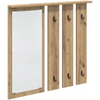 vidaXL Porte-manteau mural avec miroir chêne artisanal 84 x 10 x 80 cm