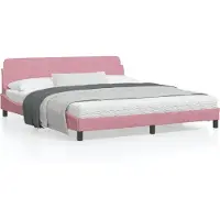 vidaXL Cadre de lit avec tête de lit "Dover" rose 180x200 cm velours