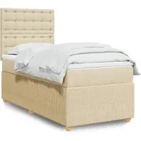 vidaXL Lit boxspring avec matelas Crème 90x200 cm Tissu