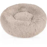 Intirilife Lit Pour Animaux En Peluche Moelleux En Beige De Diamètre 60 Cm - Rond Adhérent Doux Lit De Chien Et Chat Oreiller Confortable Pour Chien Canapé Canapé Pour Chat