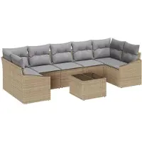 vidaXL Ensemble de canapés avec coussins (8 pièces), beige et gris, en polyrotin