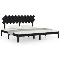 vidaXL Lit en bois massif noir 200x200 cm