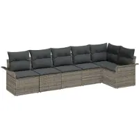 vidaXL Ensemble canapé de jardin avec coussins 6 pièces Gris Polyrotin