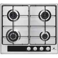 Continental Edison Plaque de cuisson encastrable CECTG4VIX, Gaz, 4 brûleurs, Acier inoxydable