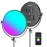 Neewer GR18C RGB Side-Illuminated Round Panel Light (Lumière vidéo), Lumière continue, Multicolore