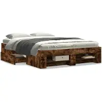 vidaXL Cadre de lit sans matelas chêne fumé 140x190 cm bois composite