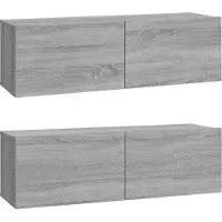 vidaXL - Meubles TV - 2 - st - 100x30x30 - cm - bois - gris - sonoma - couleur chêne