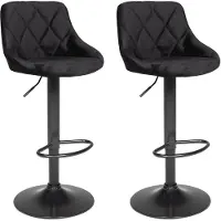 Happy Garden Lot de 2 tabourets de bar en velours noir ROBIN