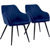 Happy Garden Lot de 2 chaises en velours BERTILLE bleues