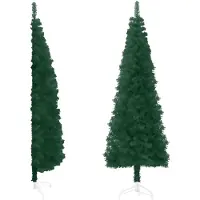 vidaXL Demi sapin de Noël artificiel mince avec support Vert 180 cm
