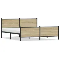 vidaXL Lit métallique sans matelas Chêne Sonoma 193x203 cm