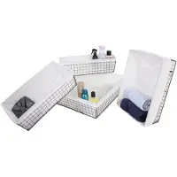 Mendler Lot De 4 Paniers Tanta, Paniers De Conservation Pour La Salle De Bain, Métal Avec Enveloppe En Tissu