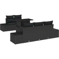 vidaXL Ensemble de canapés avec coussins 6 pcs noir poly rotin