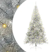 vidaXL Sapin de Noël artificiel pré-éclairé Argent 240 cm PET