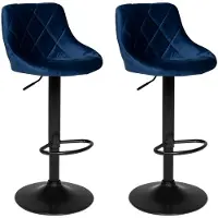 Happy Garden Lot de 2 tabourets de bar en velours bleu ROBIN