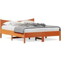 vidaXL Lit en bois massif, sans matelas, en pin brun ciré 160x200