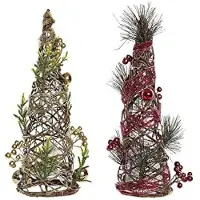 Sublime Market Connect Sapin de Noël - DKD Home Decor - Lot de 2 - Rotin - 16 x 16 x 41 cm - Multicolore
