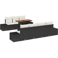 vidaXL Salon de jardin avec coussins 8 pcs noir et crème