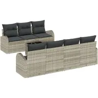 vidaXL Ensemble de canapés de jardin , 8 pièces, gris clair, en résine tressée